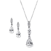 Bridal Necklace Set with Pave Top & Cubic Zirconia Pears<br>2030S