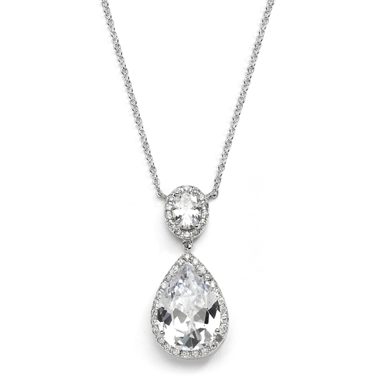 Couture Cubic Zirconia Pear-Shaped Bridal Necklace<br>2074N-S