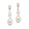 Graduated Pearl & Crystal Bridal Earrings - White/AB<br>2113E-W-AB-S