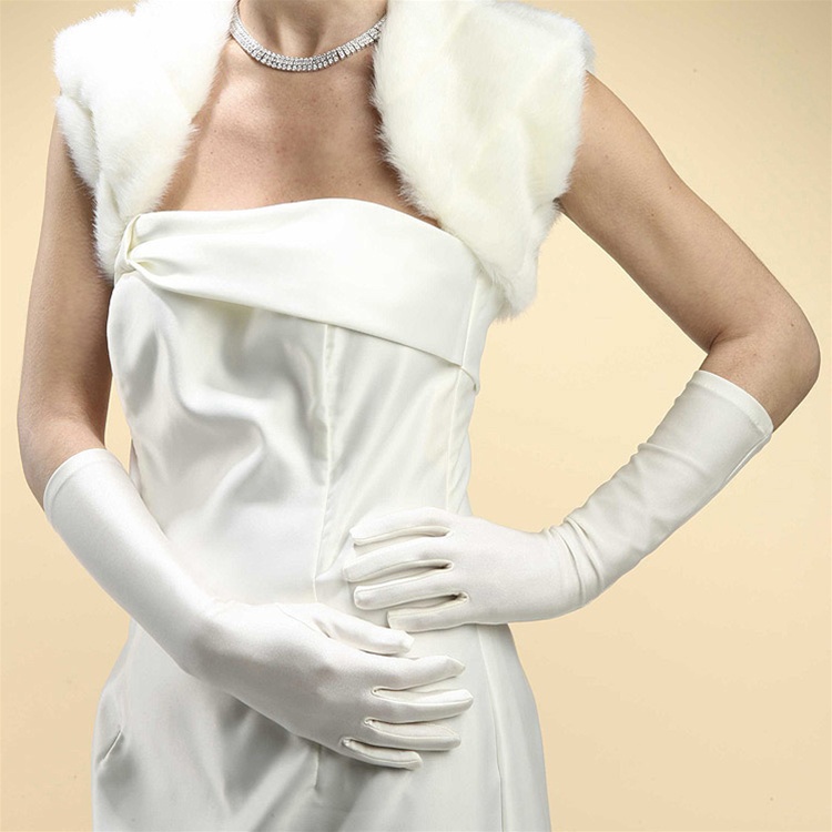 Below Elbow Wedding or Prom Gloves in Matte Satin - White<br>224GL-W