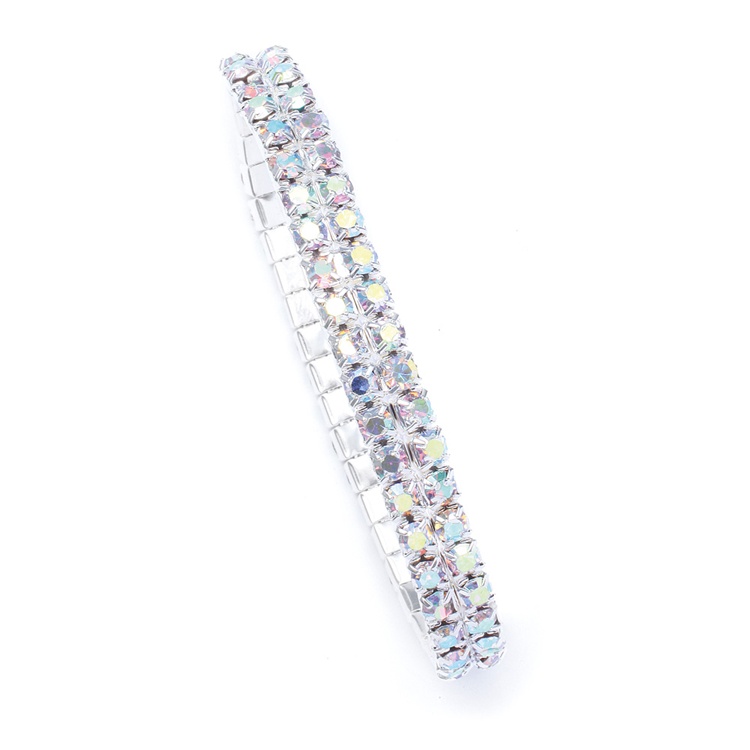 2-Row Iridescent Rhinestone Stretch Bracelet<br>260B-AB