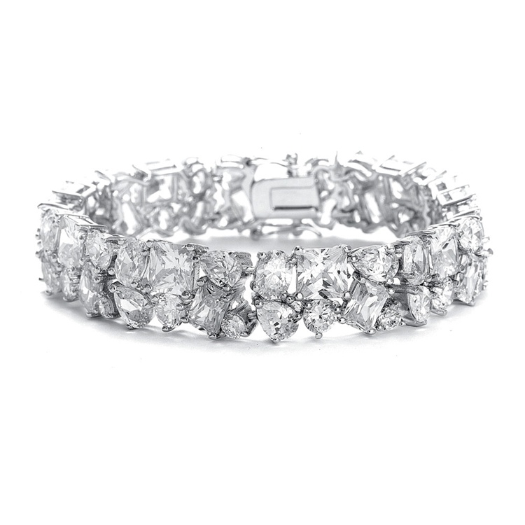 Bedazzling Wedding Bracelet in Multi Shaped CZ<br>3012B