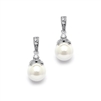 Light Ivory Pearl Drop Wedding Earrings with Vintage CZ<br>3045E-S