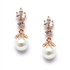 Rose Gold CZ Marquis Trio Earrings with Pearl Drop<br>304E-RG