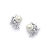 CZ Crescent Bridal Clip-On Earrings with Pearl<br>3067EC