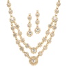 Best Selling Regal Gold Two Row Rhinestone Necklace & Earrings Set<br>3228S-CR-G