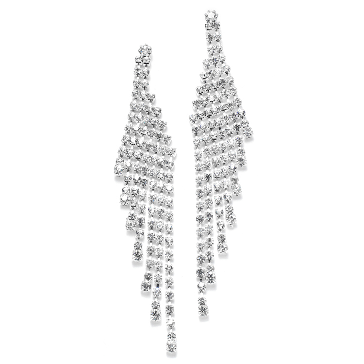 Cascading Rhinestone Prom or Wedding Earrings<br>3467E