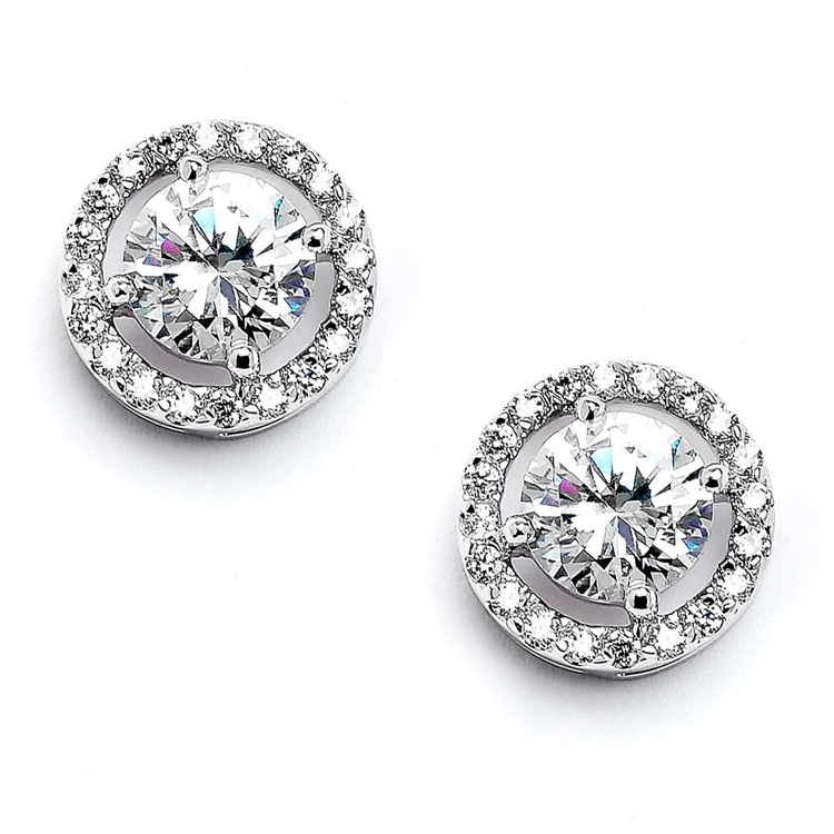 Bridal Earrings with Bold CZ Solitaire<br>347E