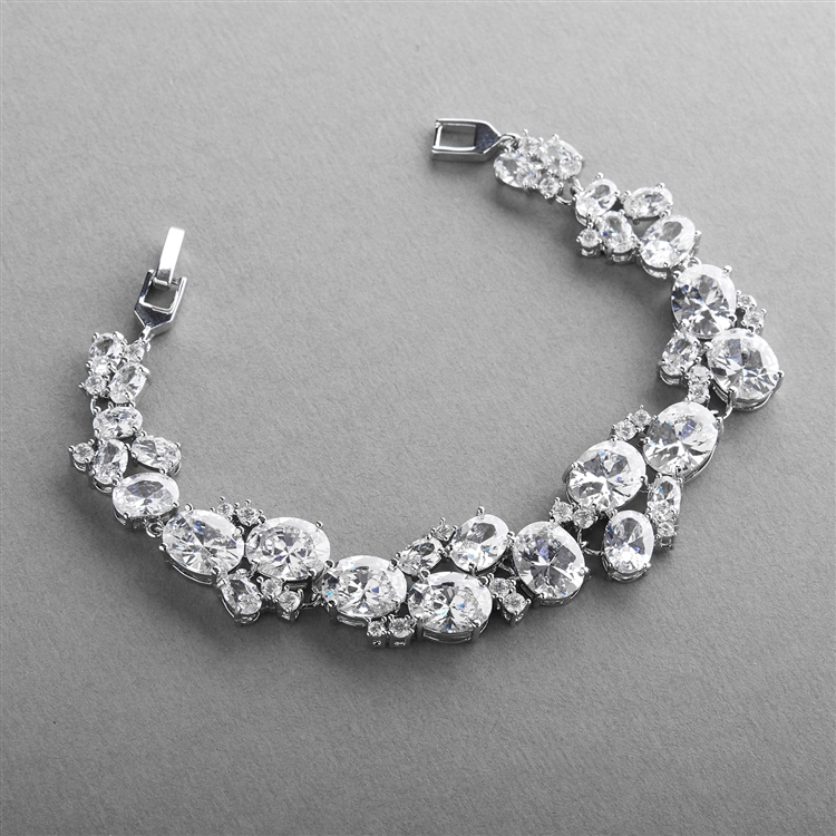 Exquisite CZ Statement Bracelet with Bold Oval Cut Zirconium <br>3562B