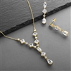 Glamorous Gold Mixed Cubic Zirconia Wedding Necklace & Earrings Set<br>3564S-G