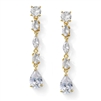 Linear Cubic Zirconia Wedding or Prom Dangle Earrings in Gold<br>3730E-G