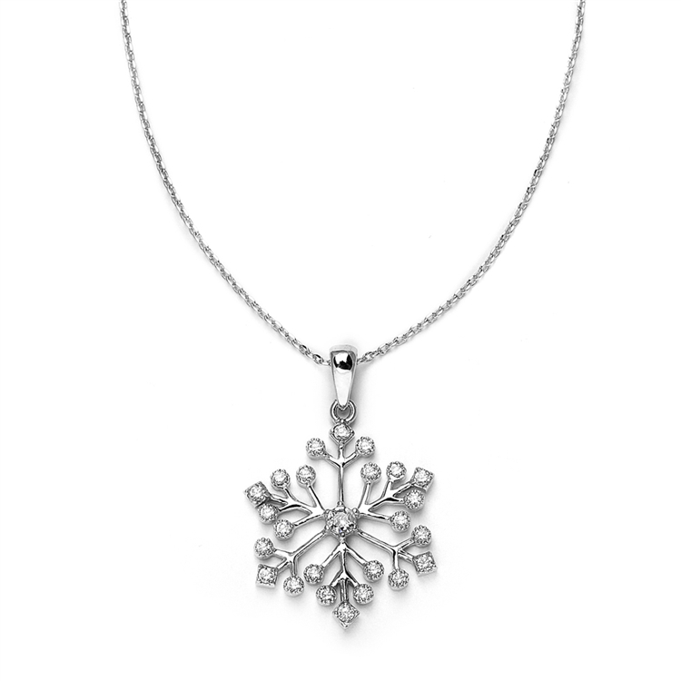 Winter Wedding Cubic Zirconia Snowflake Necklace Pendant<br>3758N