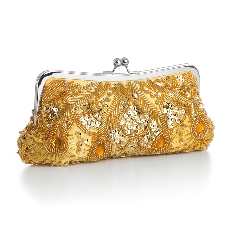 Gold Multi Evening Bag with Beads, Sequins & Gems<br>3811EB-G