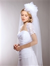 Long Fingertip  Bridal Veil with Tulle Pouf - White<br>3901V-W