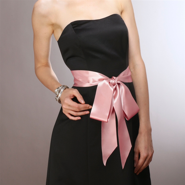 Blush Color Double Sided French Satin Ribbon Sash<br>3928SH-BLS