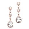 Best-Selling Rose Gold Bridal Earrings with Pear-Shaped CZ Drop - Clip On<br>400EC-RG