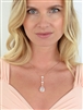 Stunning Linear Rose Gold Bridal Necklace with Pear-shaped CZ Drop<br>400N-RG