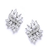 Cubic Zirconia Cluster Wedding Earrings with Delicate Marquis Stones<br>4014E-S