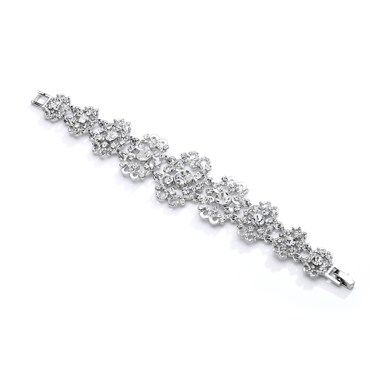 Gorgeous Crystal Wedding or Prom Bracelet with Vintage Scrolls<br>4042B