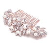 Rose Gold Hair Comb with Pearls, Crystals & Lucite Sunburst for Wedding or Prom<br>4047HC-RG