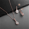 14K Rose Gold Plated CZ Pear-Shape Necklace & Earrings Set<br>4058S-RG