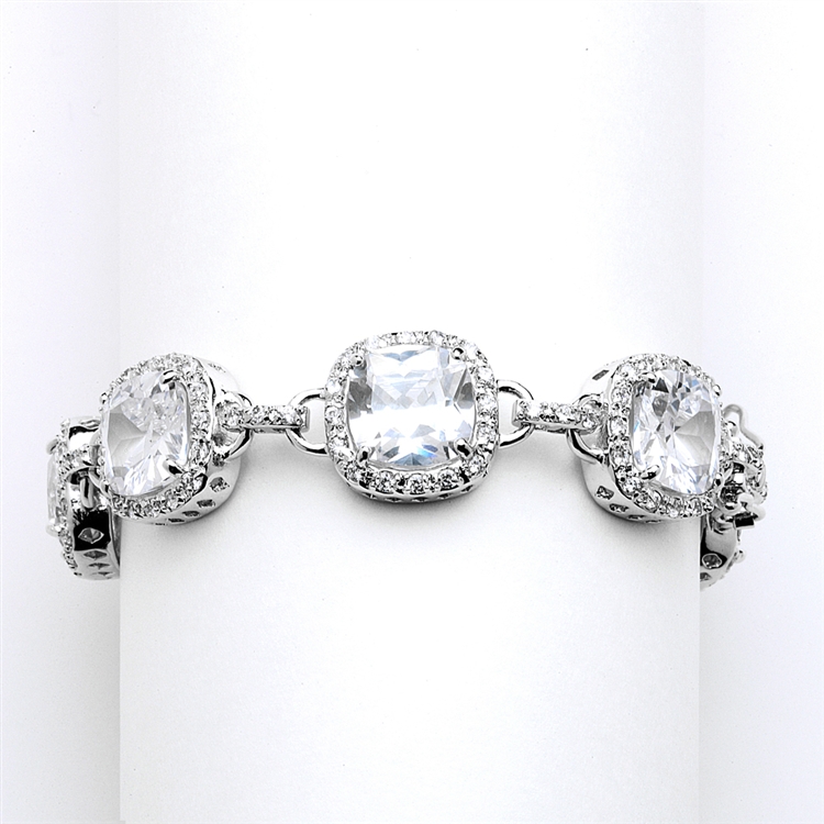 Magnificent Cushion Cut Cubic Zirconia Bridal or Pageant Bracelet<br>4069B-S-6