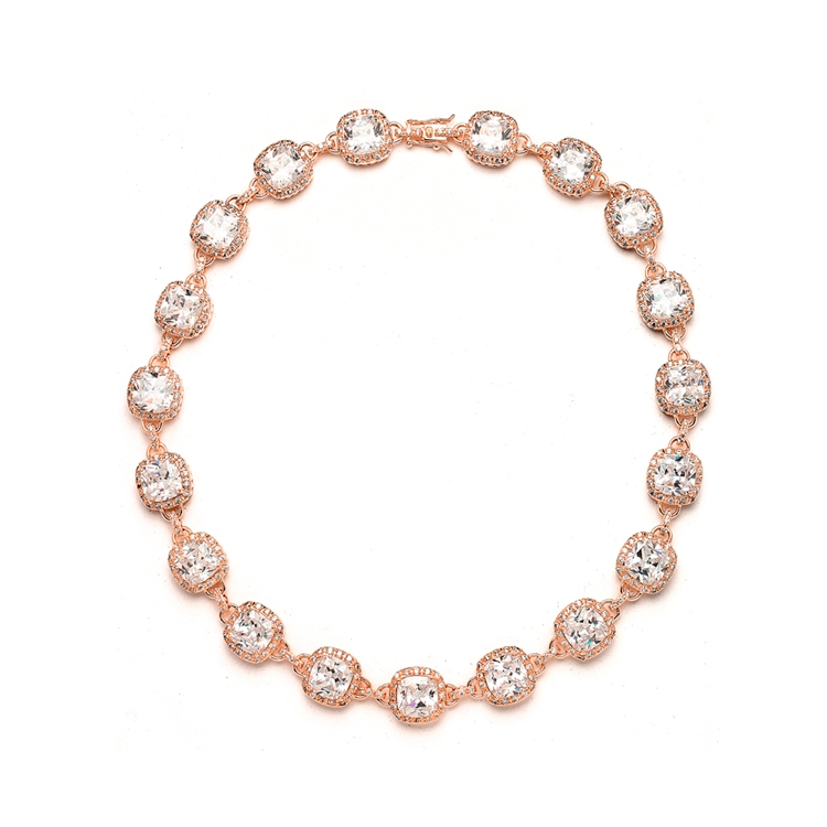 Best Selling Wedding or Pageant Necklace with Cushion Cut CZ<br>4069N-RG