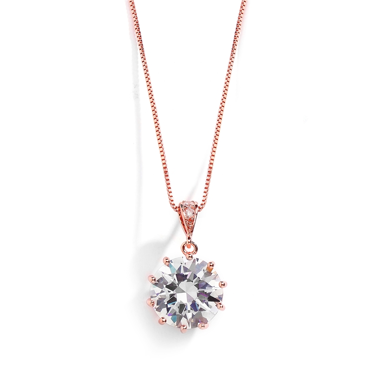 Bridal, Prom or Bridesmaids Bling CZ Necklace Pendant<br>4083N-RG