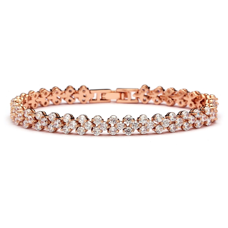 Glamorous 6 1/4" Petite Length Rose Gold Cubic Zirconia Wedding or Prom Tennis Bracelet<br>4109B-RG-6