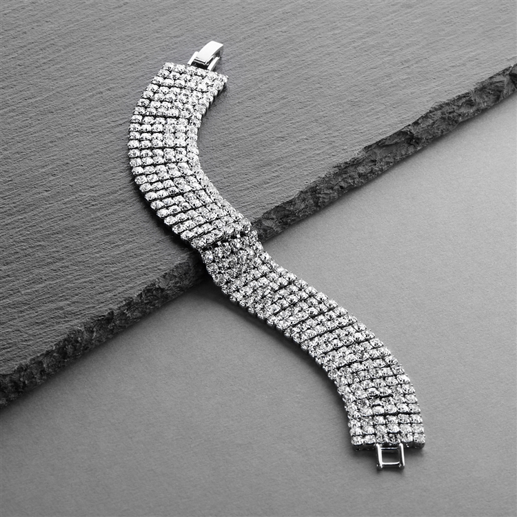Petite Size 6 1/2" Rhinestone Crystal Prom or Homecoming Bracelet - 6 Rows<br>4126B-S-6