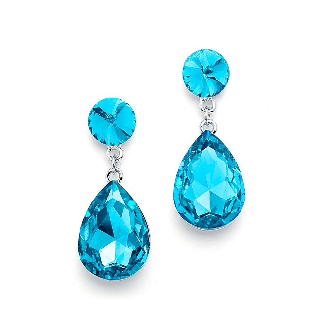 Color Splash Pear-shaped Drop Earrings - Aqua<br>4161E-AQ