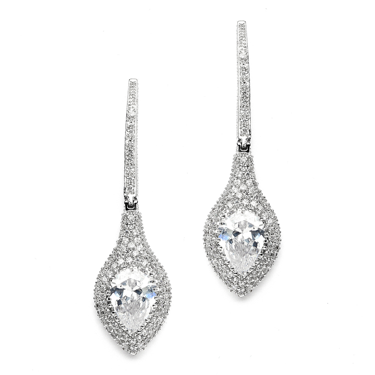 Art Deco Statement Earrings with Bold Pear & Pave CZ<br>4176E