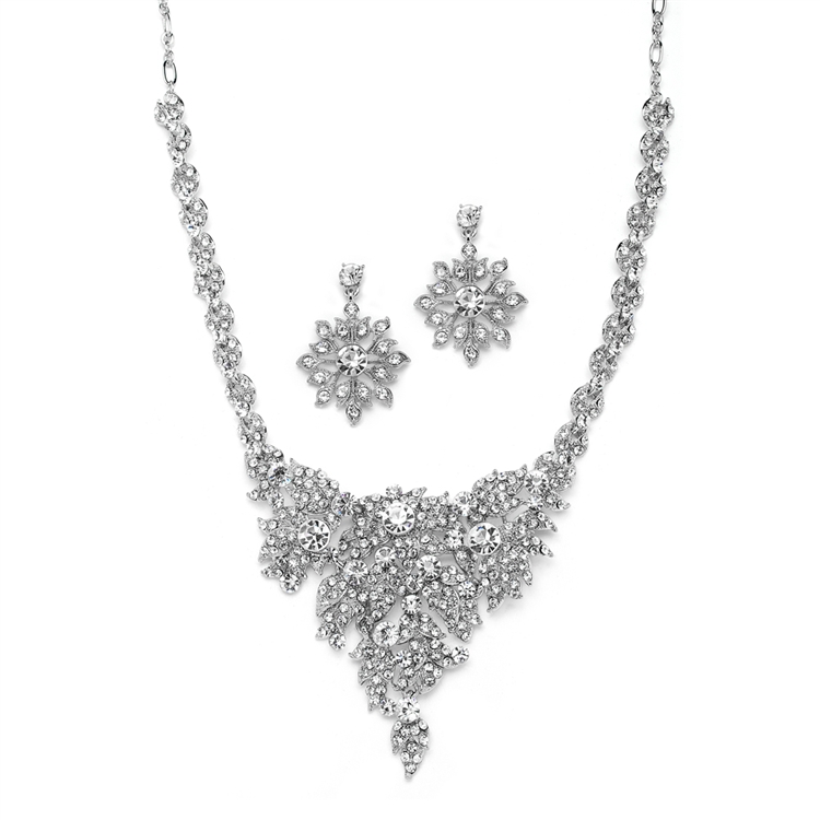 Top Selling Crystal Statement Necklace Set for Weddings<br>4184S-S