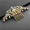 Popular Crystal Wedding or Prom Comb with Shimmering Gold Leaves<br>4190HC-G