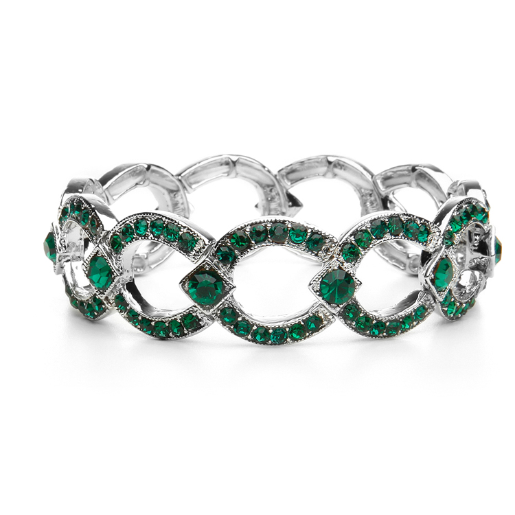 Emerald Crystal Art Deco Links Bracelet<br>421B-EM
