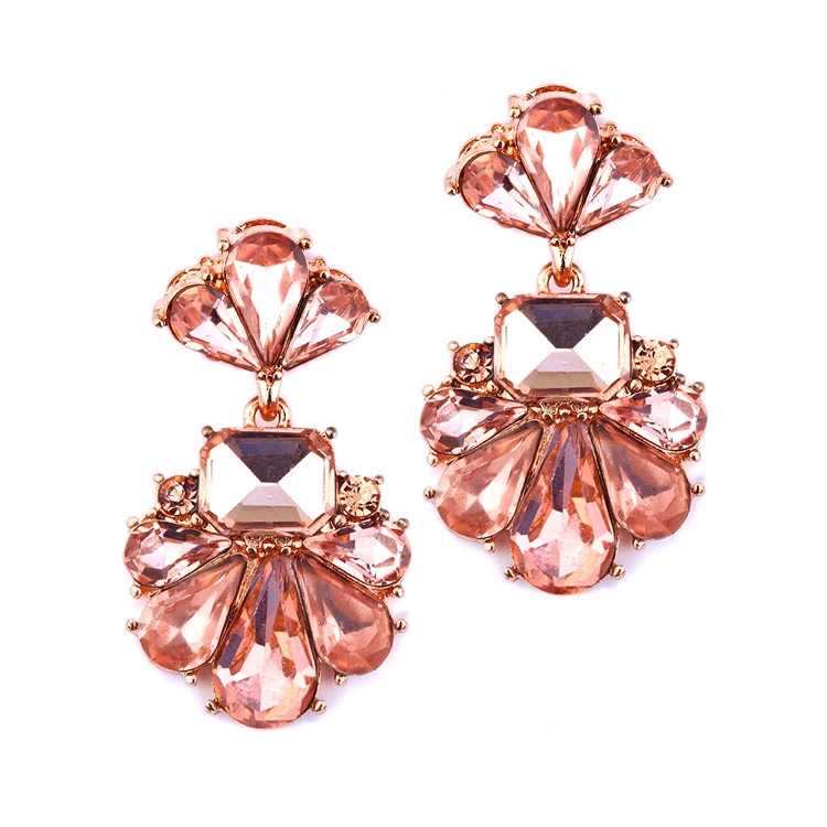 Dramatic Icy Pear Cluster Statement Earrings for Wedding or Prom<br>4339E-RG