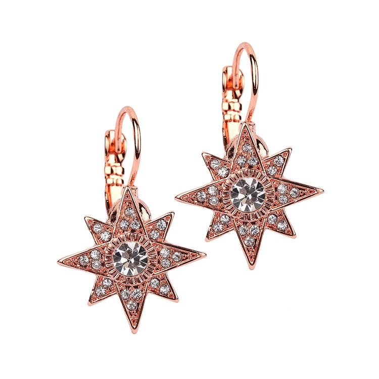 Celestial Stars Prom or Bridesmaid Rose Gold Euro Wire Earrings<br>4346E-RG