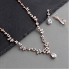 Luxurious Rose Gold CZ Vine Wedding Necklace and Earrings Set<br>4368S-RG