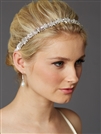 Slender Bridal Headband with Hand-wired Crystal Clusters and White Ribbons<br>4431HB-W