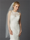 Long Fingertip or Hip Length Single Layer Cut Edge Wedding Veil in Ivory<br>4433V-42-I