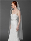 Ballet or Semi Waltz One Layer White Cut Edge Bridal Veil<br>4433V-52-W