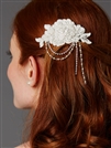 English Rose Lace Comb with Pearl and Crystal Draped Swags <br>4452HC-LTI