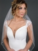 Glistening Beaded Edge with Pearls 36" Fingertip Ivory Wedding Veil<br>4466V-I-36