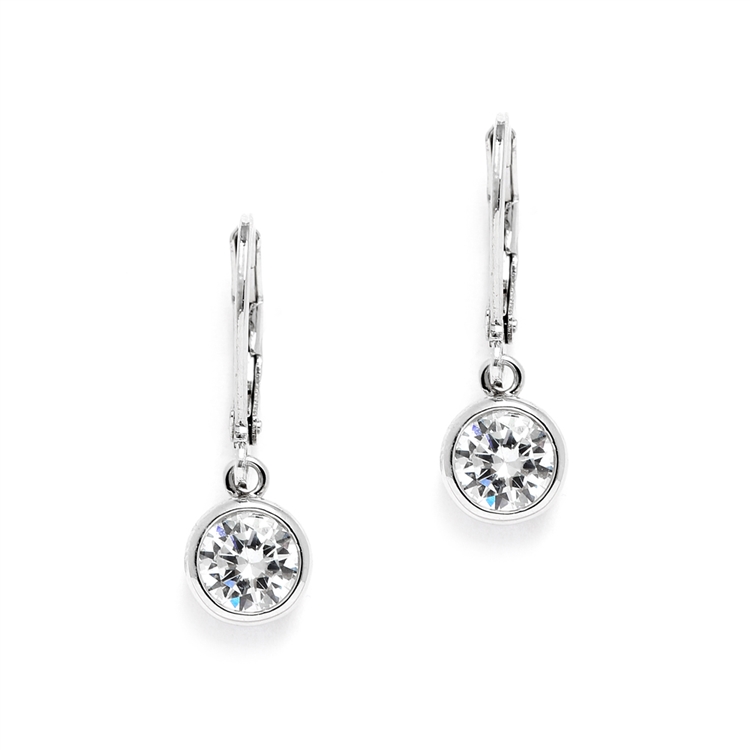 1.0 Carat Bezel Set CZ Drop Bridal Earrings<br>4501E-S