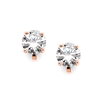 Rose Gold Clip-On Earrings with 3 Carat 9.5mm CZ Solitaire<br>4512EC-RG