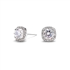 Cubic Zirconia Cushion Shape 10mm Halo Stud Earrings with Round Cut Solitaire<br>4556E