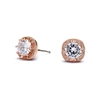 Cubic Zirconia Cushion Shape 10mm Halo Stud Earrings with Round Cut Solitaire<br>4556E-RG