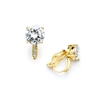 2.0 Ct. CZ Solitaire Clip-On Stud Earrings (8mm) with 14k Gold Plated Pave Accents<br>4558EC-G