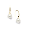 Vintage French Wire Bridal Earrings with Ivory Pearl Drops and 14K Gold Plated CZ Accents<br>4560E-I-G