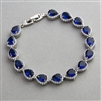 "Something Blue" Sapphire CZ Pears 7 1/2" Bridal Wedding Bracelet<br>4562B-SA-S